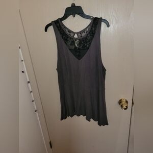 Torrid Dark Gray Whimsigoth Blouse With Black Lace Accents Plus Size Womens 2XL